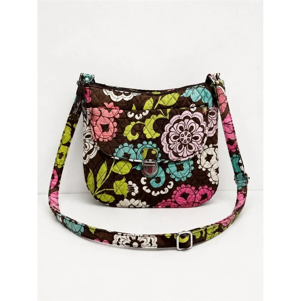 Vera Bradley Saddle Hipster Lola Crossbody Bag Quilted Turn Lock Bohemian